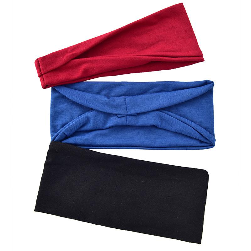 2024 New Women Solid Color Elastic Hair Bands Yoga Headband For Women Twist Cotton Wide Turban Knotted Headwrap Hair Accessories