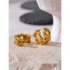 Yhpup 316L Stainless Steel Chain Geometric Hollow Cast Hoop Earrings Waterproof Gold Color Texture Statement Jewelry Bijoux Gift
