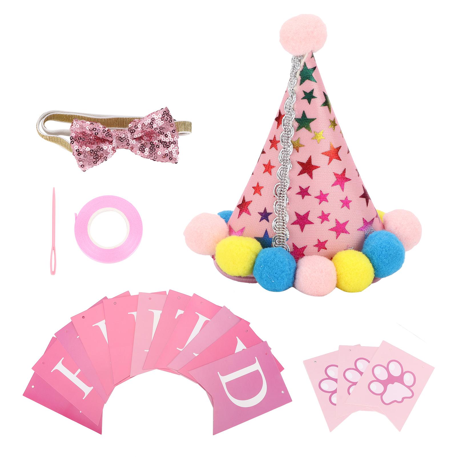 

Шапка на день рождения для собаки и галстук-бабочка, регулируемые довольно мягкие украшения для собак на день рождения