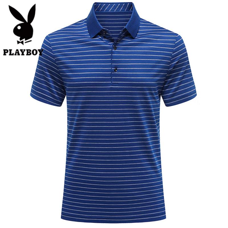 PLAYBOY Men s Striped Mulberry Silk Blend Polo Shirt 115/50