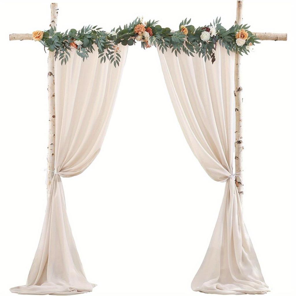 Chiffon Lawn Outdoor Sheer Drapes for Wedding & Festival Archway Decoration
