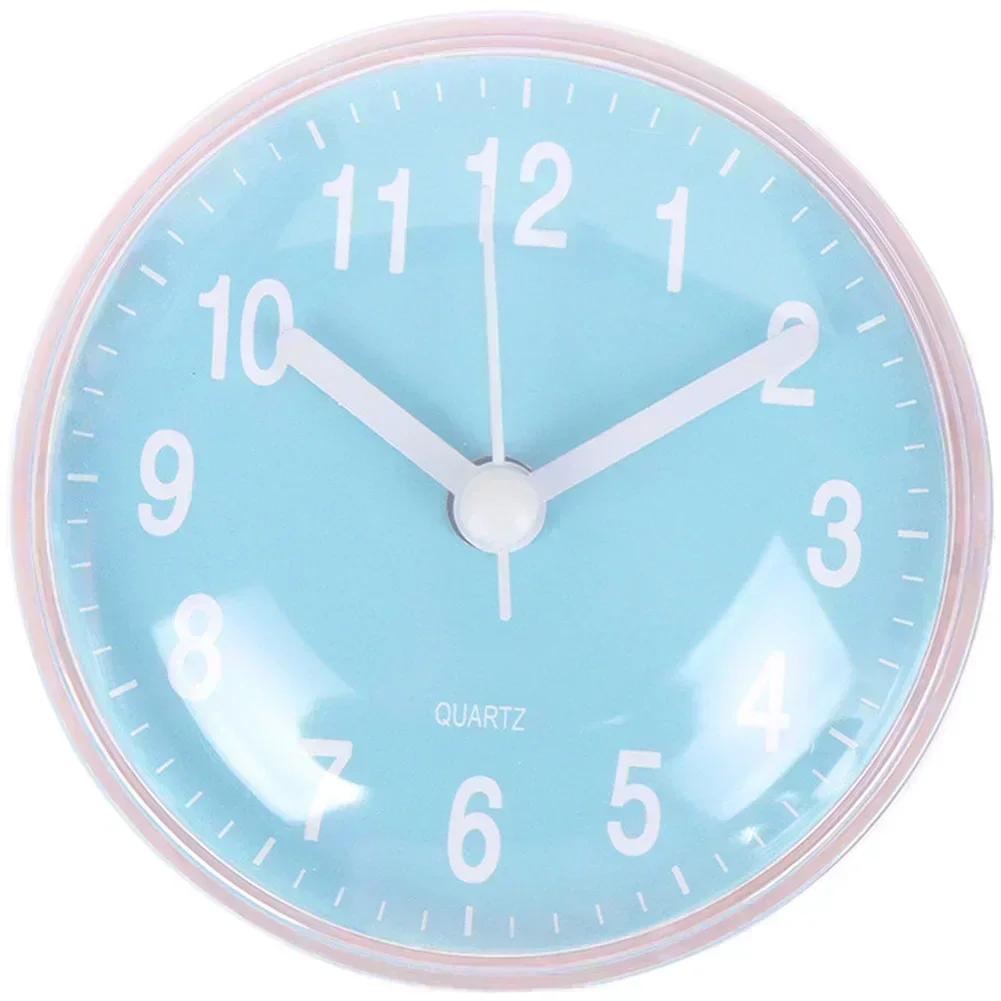 Quartz Wall Clock 7CM Mini Size with Suction Cup Mount Waterproof Anti Fog for Bathroom Kitchen Desk with Clear Numeric Display