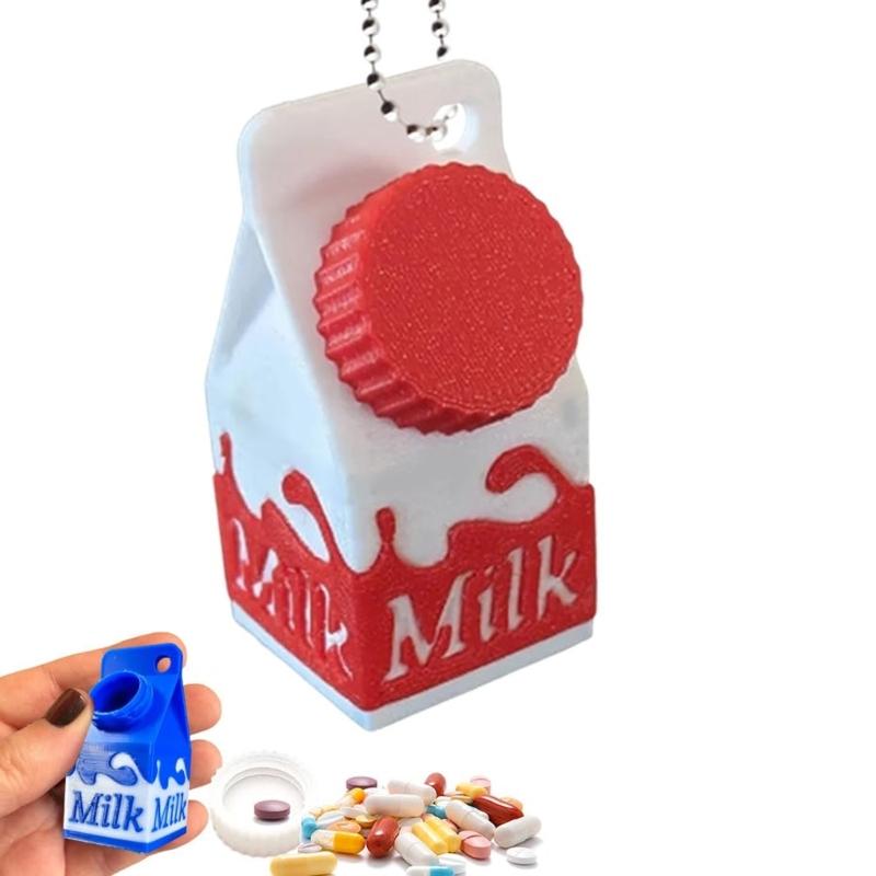 

High Durability Travel Friendly Lightweight Portable Container Organizers Keyring Cartoon Milk Carton Style Waterproof