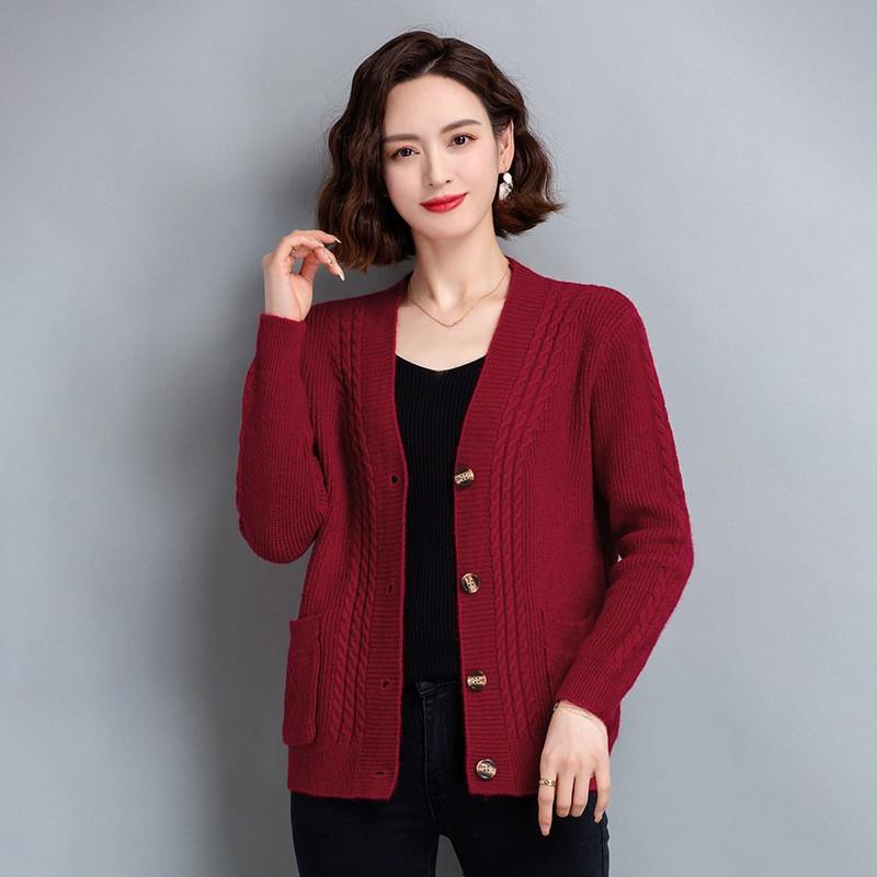 V-neck Fried Dough Twists Knit Cardigan Short Sweater Women Sweater Simple Casual Commute Thick Coat Single Breasted Buckle Harajuku Autumn Winter