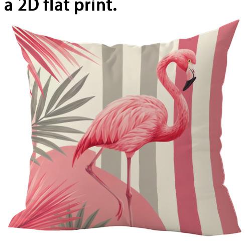 1pc Tropical Flamingo Print Throw Pillow Covers, Pink Geometric Stripe Floral Cushion Cases for Home Sofa Bedroom