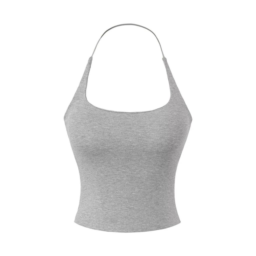 Halter Neck Chest-Pad Vest Top with Long-Sleeve Flowing Collar Cover-Up - Women's Two-Piece Hot Girl Set