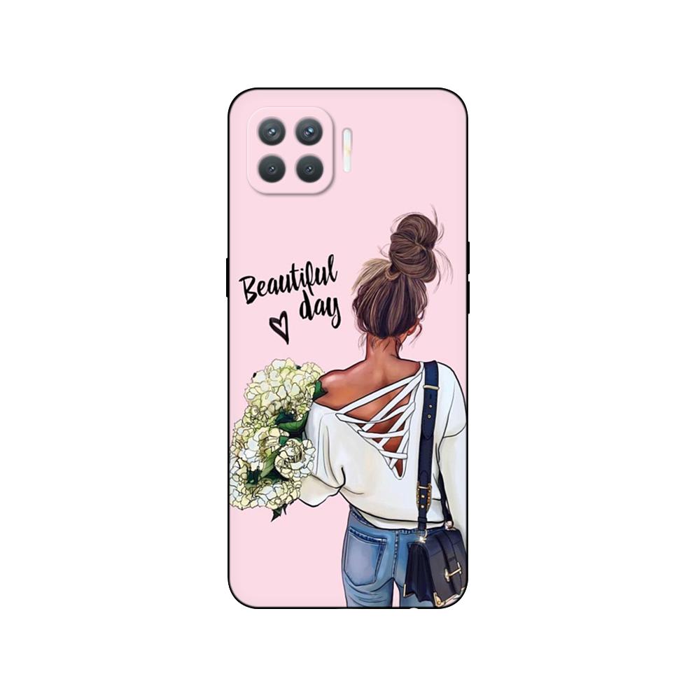 For Oppo Reno4 Lite Case Silicon Phone Case On Oppo F17 Pro Back Cover  Reno 4 Lite 6.43" Black Tpu Case Pink Anime Space Car