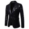 Charm Men's Casual One Button  Fit Suit  Coat Jacket Sequin Party Top