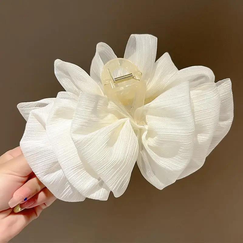 

Новые милые сетчатые заколки-крабы для волос с большим бантом для женщин однотонные элегантные заколки-бантики для хвостика аксессуары для головного убора для девочек