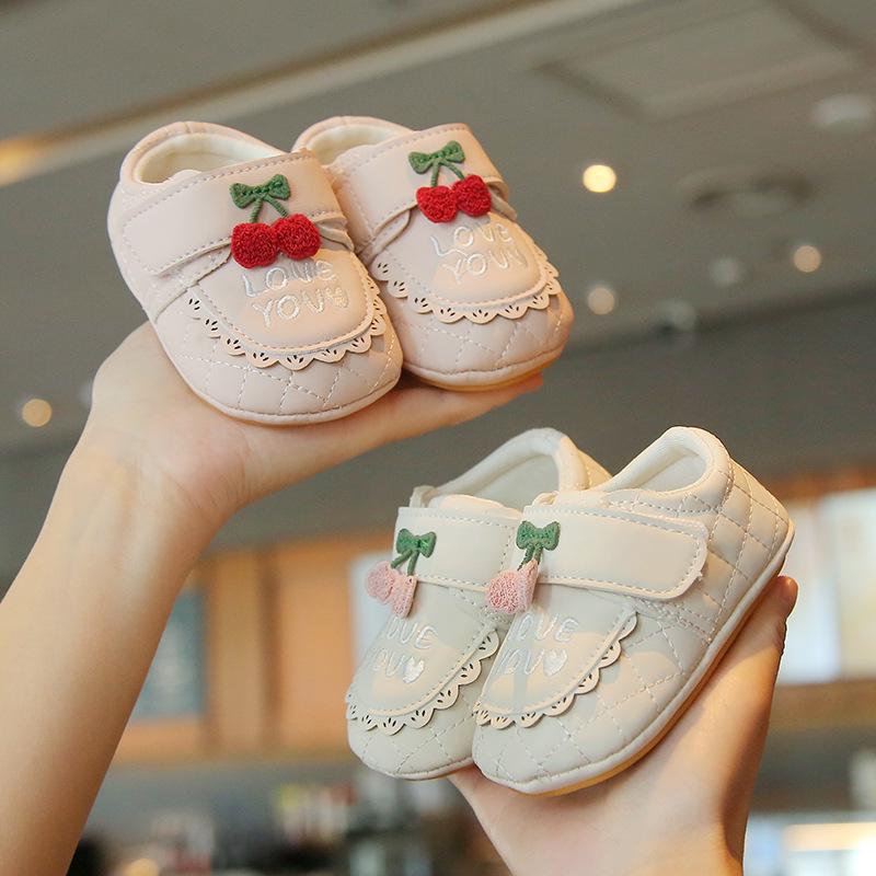 Weiche Sohle Rutschfeste Lauflernschuhe Prinzessin Schuhe - Klettverschluss Frühling/Herbst Mädchenschuhe