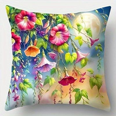 Home Decor Moonlit Floral Patterned Throw Pillow Covers Pattern Cushion Cover Suitable for Sofa Bedroom Car Pillow Cover