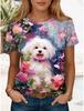 Summer Fashion Women's Animal T Shirt Stylish Kawaii Cat Printed Casual Short Sleeve Crew Neck Tees Round Neck Regular Tops