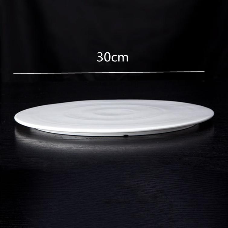 White Ceramic Steak Plate Sushi Cake Dessert Flat Plate Characteristic Hotel Restaurant Dinner Plate Round Western Food Plate