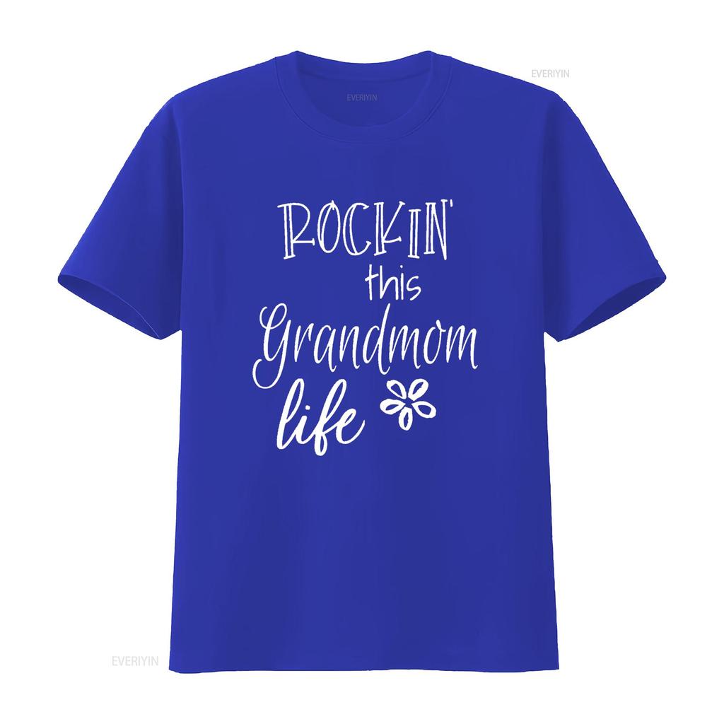 Rockin This Grandmom Life Special Grandma T Shirt Vintage Washed Casual Versatile Streetwear Graphic Unisex Stretched Stylish