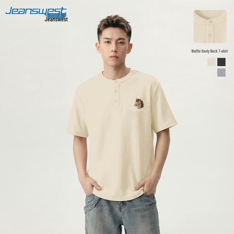 

Jeanswest Men s Waffle Henley Short Sleeve T-Shirt M