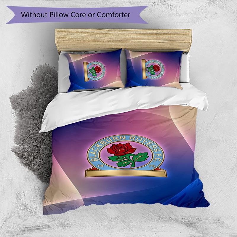 Blackburn Rovers Fußball Aufdruck 3-teiliges Bettwäsche-Set, Bequemes hautfreundliches Schlafzimmer-Bettbezug-Set