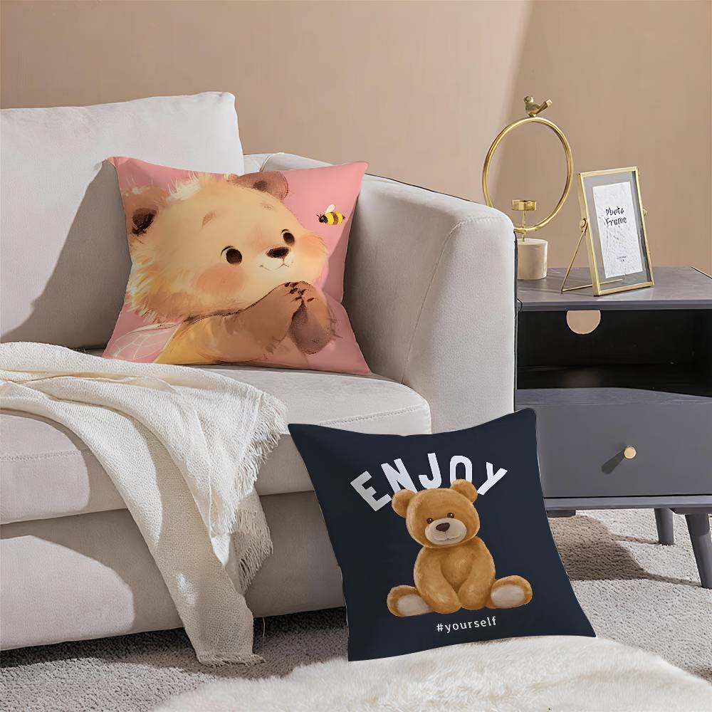 Uroczy Towarzysz Dzieci Pluszowa Pościel z Misiami Miękka Dwustronny Nadruk Poduszka Dekoracyjna do Domu