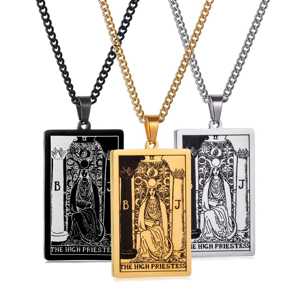 Pendant 22 Tarot Card Retro Fashion Men's Square Card Jewelry Necklace