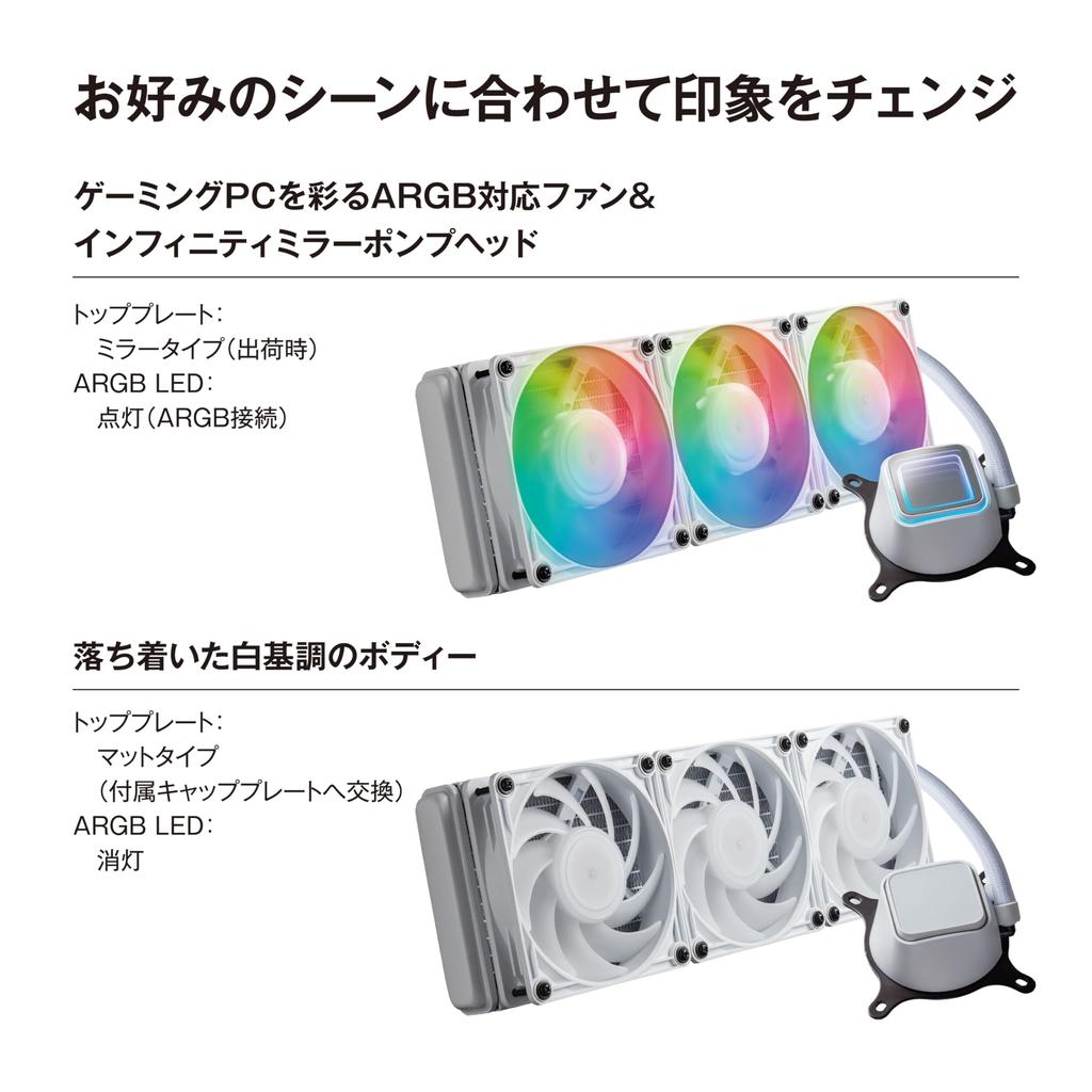 Kuroutoshikou CPU White 360mm X 120mm PWM with ASETEK All-in-One Water-Cooled Cooler, LED, Model, (3 Fans), Radiator, KURO-AIOWC360L/V2/WHITE