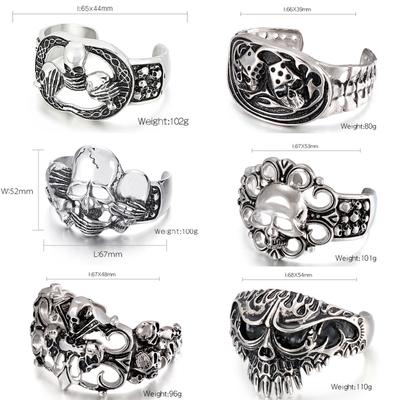 Bijoux en acier titane crâne creux grand ouvert bracelet accessoires 