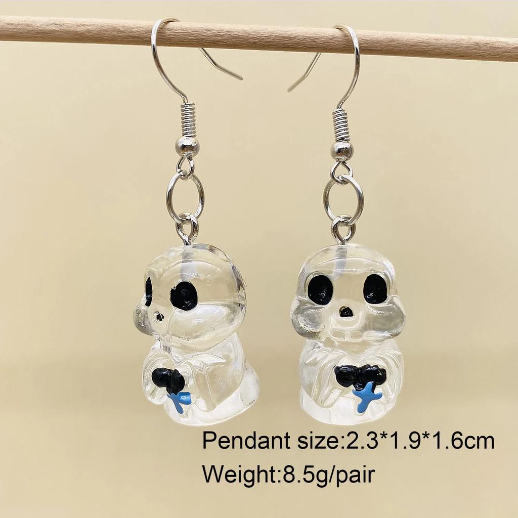 Charming Halloween Ghost Pumpkin Hoop Earrings Cute Rabbit Pumpkin Resin Drop Earrings Halloween Jewelry For Women