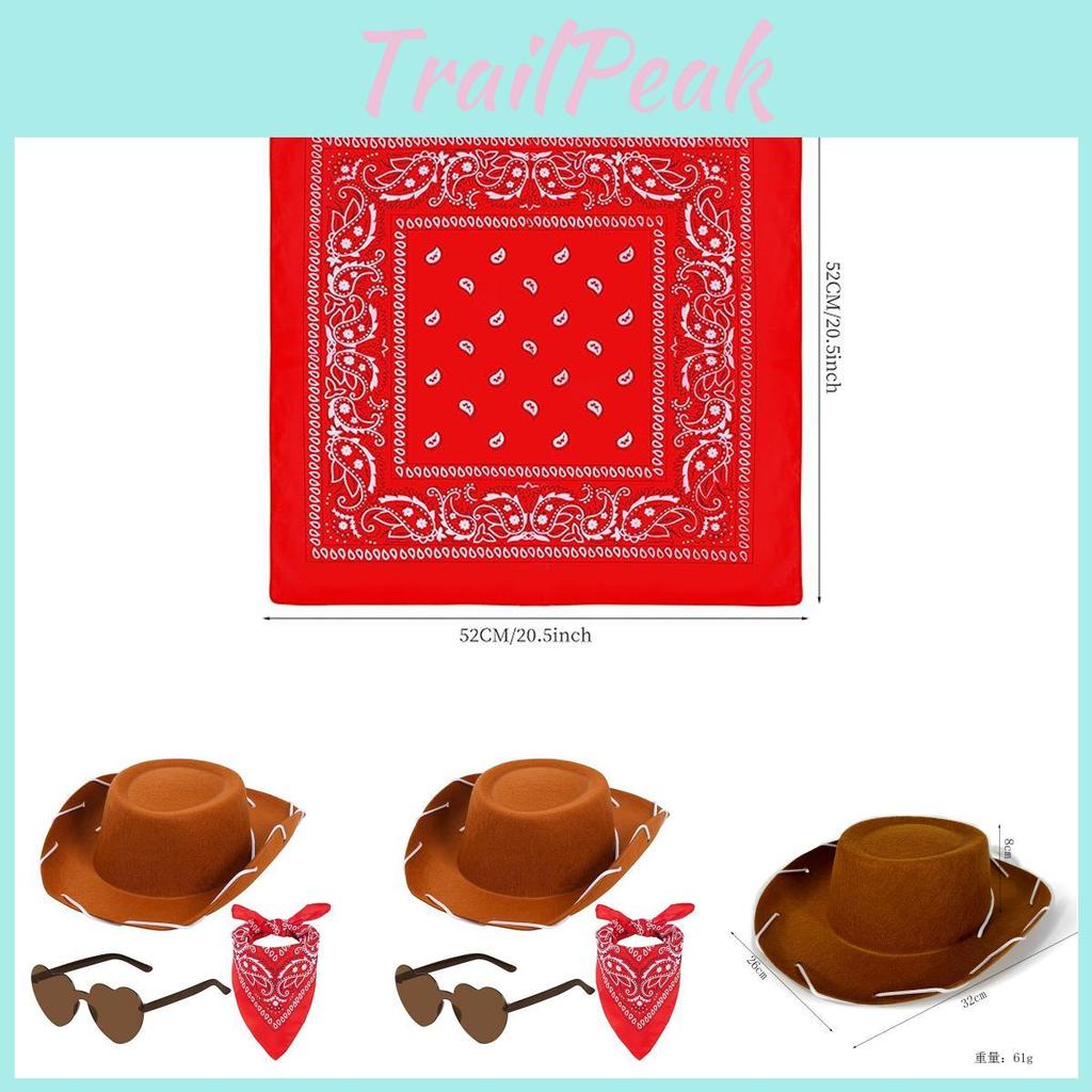 Kids Color Solid Western Cowboy Hat Glasses Bandana Accessories Party Holiday