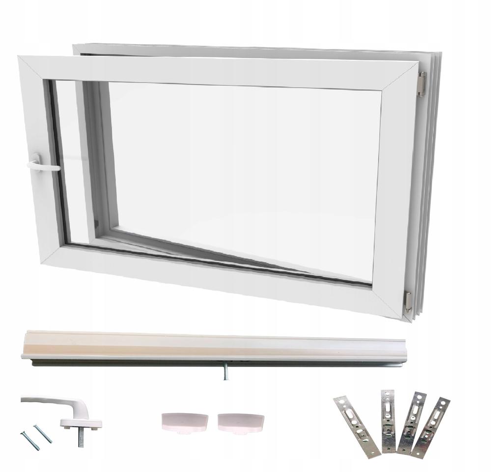 Okno Pcv Białe 70X50 Prawe Nowe 700X500 Mm Rozwierno-Uchylne Ru Dwuszybowe