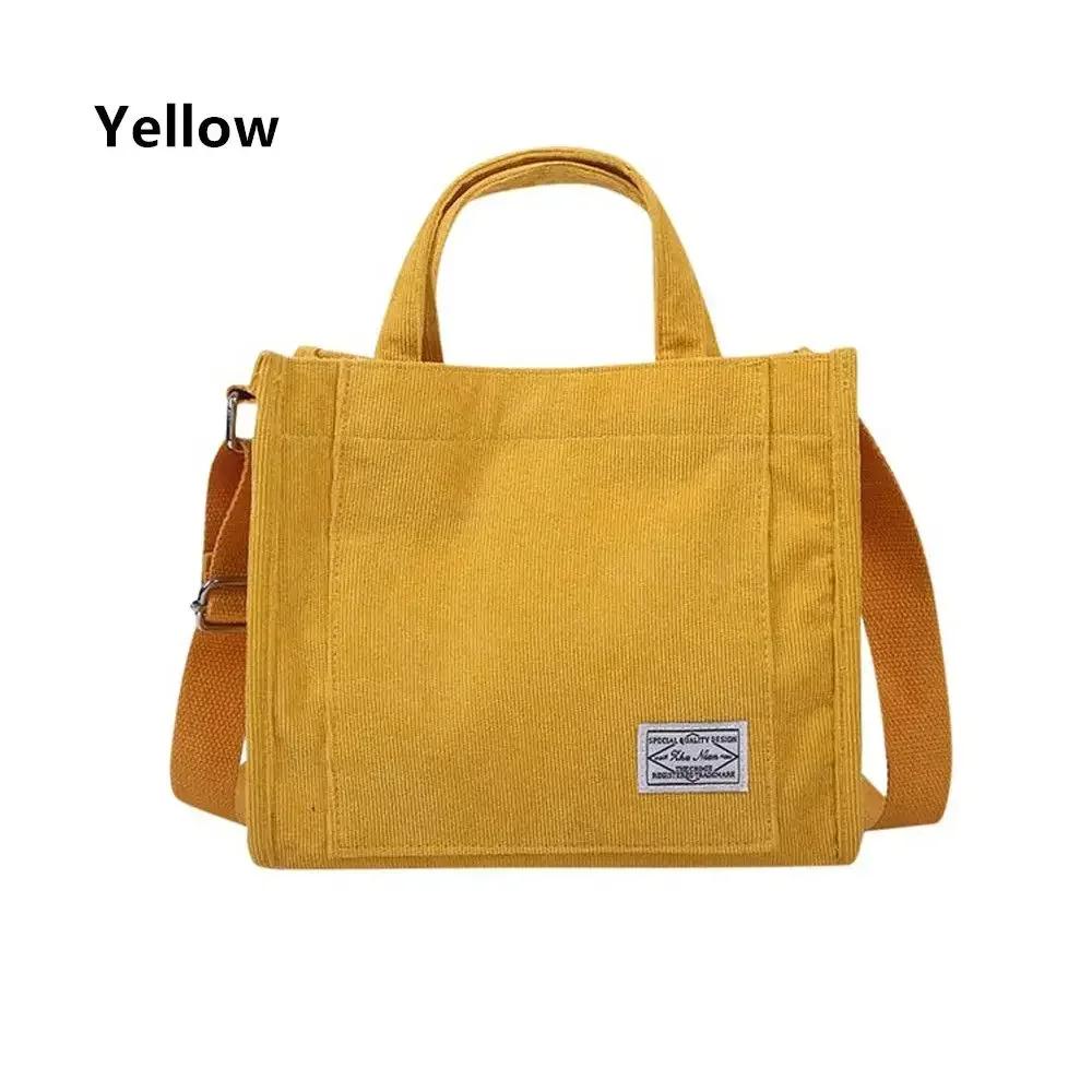 

Women s Corduroy Zipper Shoulder Bag Retro Art Cotton Canvas Handbag Casual Tote Female Eco Crossbody Bag Vintage Messenger Bags