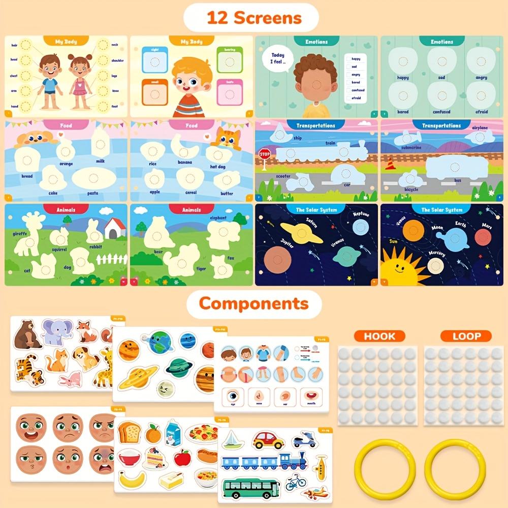 DIY Montessori Busy Book for Toddlers Quiet Book for Kids with 6 Themes Animal Preschool Learning Activities Educational Toys