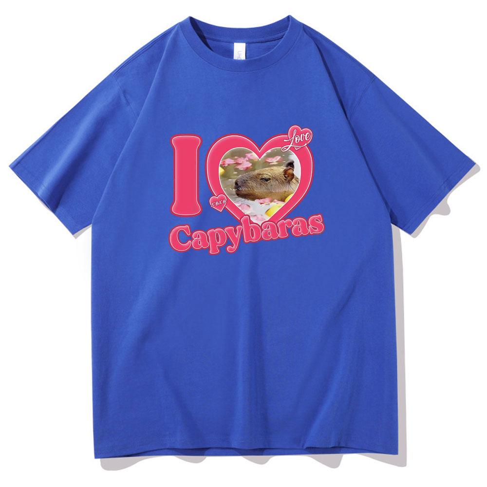 I Love Capybaras Print Men Women Fashion Casual Loose Tshirts Crew Neck Hip Hop Man Funny Tshirt Male Tee Shirt Male Streetwear