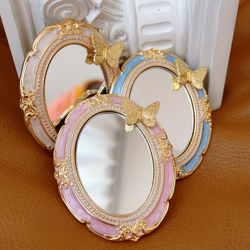 Retro Europäischer Stil Relief Handspiegel Make-up Spiegel Tragbar Haus Zimmer Dekoration Süßer Schmetterling Exquisite Make-up Spiegel Geschenk