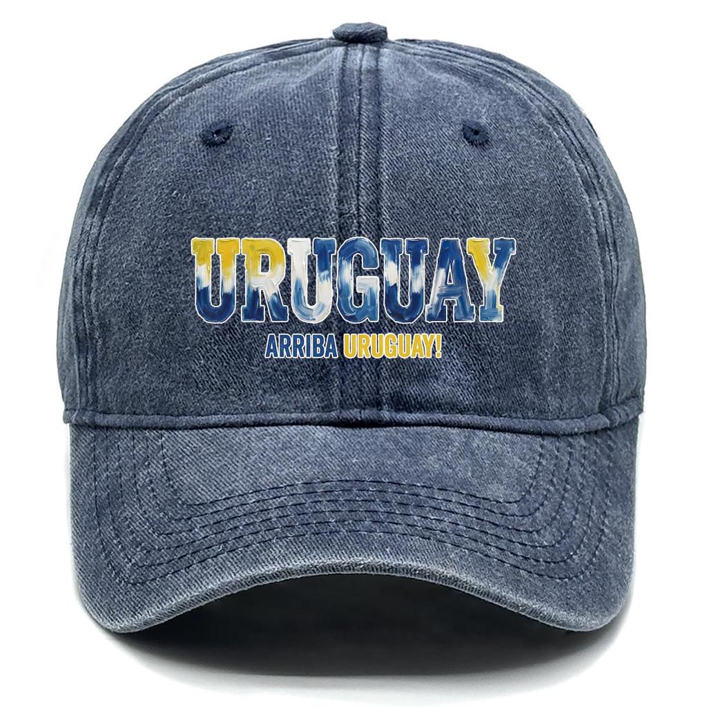 Sun Hat With "URUGUAY" "ARRIBA URUGUAY" Flag Printed , Adjustable Baseball Hat Inelastic Hip Hop Fit Headwear Sports Hat