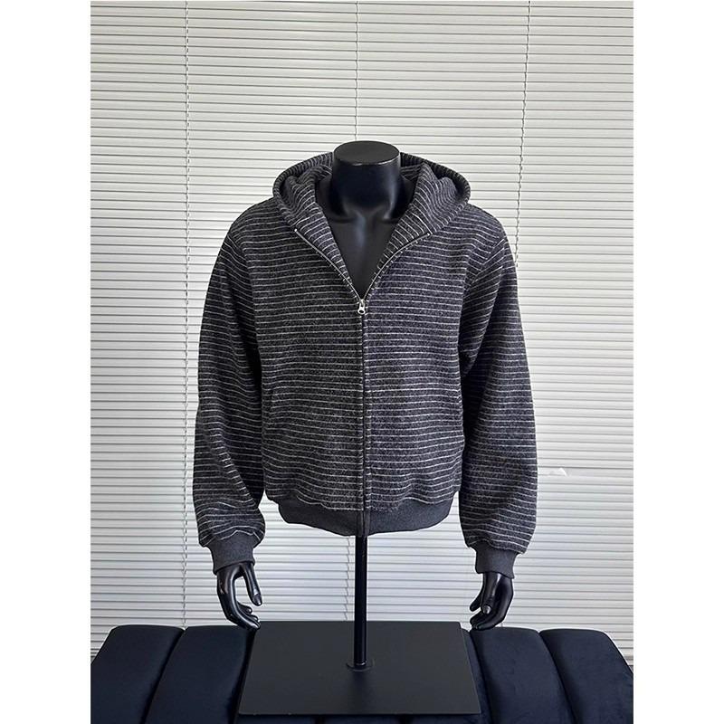 

Men s American Retro Striped Hooded Cardigan - Autumn Lazy Style Clean Fit Jacket Medium чорний