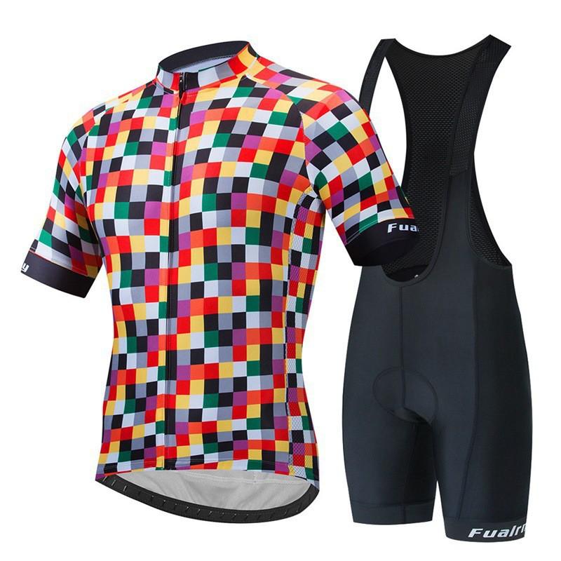 Mens Mountain Bike Cycling Jersey Bib Shorts Set Breathable Quick-Dry Sportswear Outdoor Riding