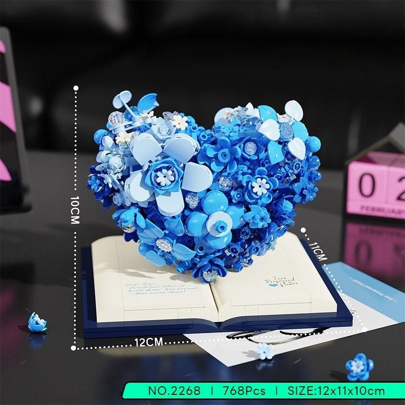 Love Flower Building Blocks Simulated Immortal Flower Ornaments Children's Educational Assembly Models Girlfriend Birthday Gifts