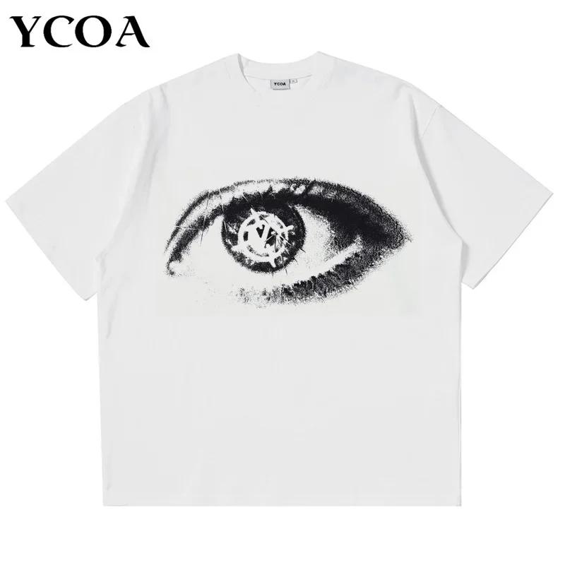 T-shirt, summer short sleeved top, retro Harajuku streetwear, oversized pattern, fashionable Korean pop clothing