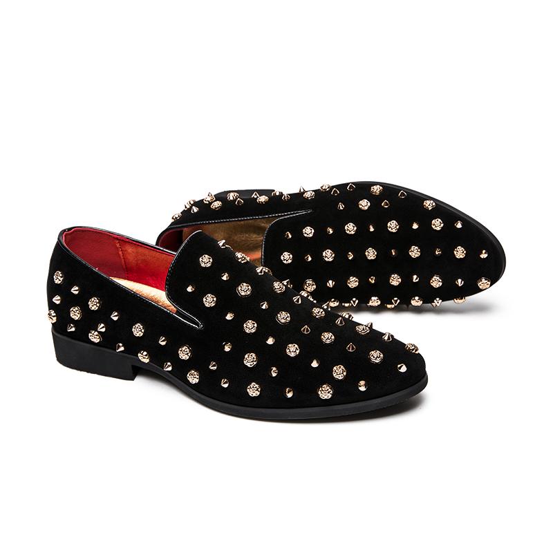 Gentleman Rivet Suede Patent Leather Casual Shoes Men Fashion Wedding Party Dress Designer Male Formal Footwear Zapatos Hombre