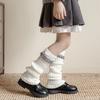 Elastic Sweet Style Leg Sleeves Warm Calf Length Socks For Girls Ruffled Design Fashionable Winter Accessories