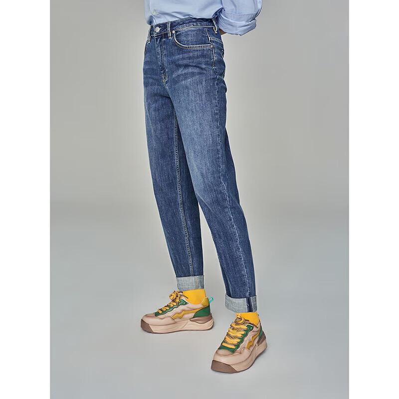 Lee411 High-Waist Slim-Straight Blue Washed Women's Jeans