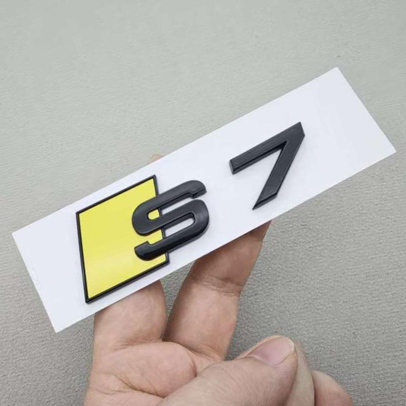 3D ABS Glansende Gul Svart S3 S4 S5 S6 S7 S8 Bilemblem Dekal Merke Klistremerke For Audi A3 A4 A5 A6 A7 A8 Dekorativt Tilbehør