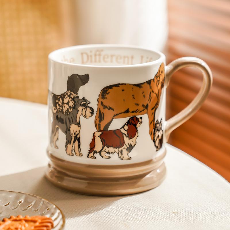 

Nordic Style Coffee Shop High Quality Afternoon Tea Cups High End Water Cups Ceramic Cups Gift Dog Mugs 301-400ml