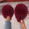 1 Pair Elegant Faux Fur Slippers for Women, Indoor/Outdoor House Shoes, Korean Style Warm Flat Non-Slip Rubber Sole, Pure Color, Fabric Lined