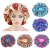 Bonnet Cap Floral Print African Style Satin Polyester Comfortable Hair Care Hat for Daily Wear