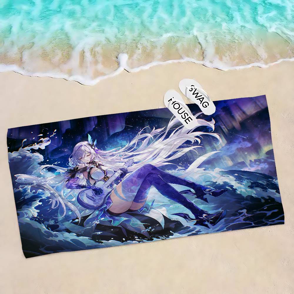 Genshin Impact Skirk Bath Towel Microfiber Soft Water Absorbing Breathable For Girl Kids Decorative Cartoon Beach Towel