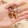 Wooden Cross Clavicle Chain Handmade Religious Crucifix Ornament Symbol of Faith and Hope Jewelry Gift for Christian