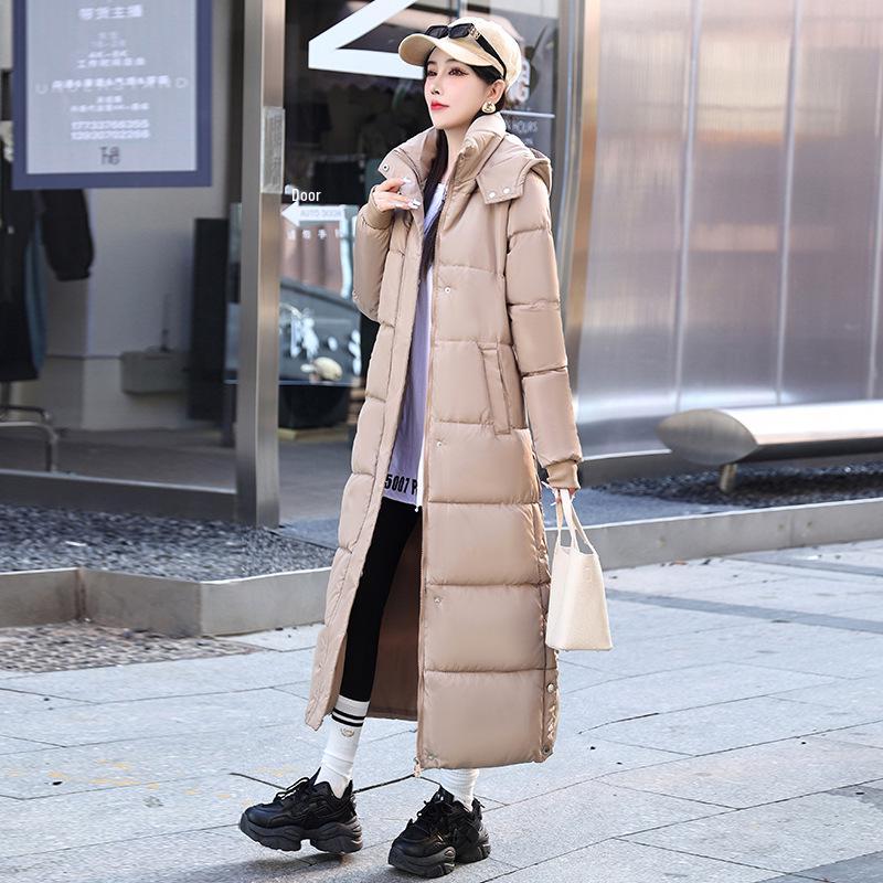 Damen Extra Dicker Baumwollgepolsterter Mantel im Koreanischen Stil - Lange, Lockere Jacke Über dem Knie für Herbst/Winter