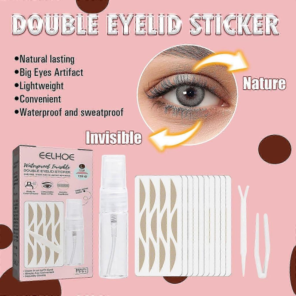 EELHOE Lace Seamless Double Eyelid Patch, Natural Seamless Non Adhesive Lace Double Eyelid Patch