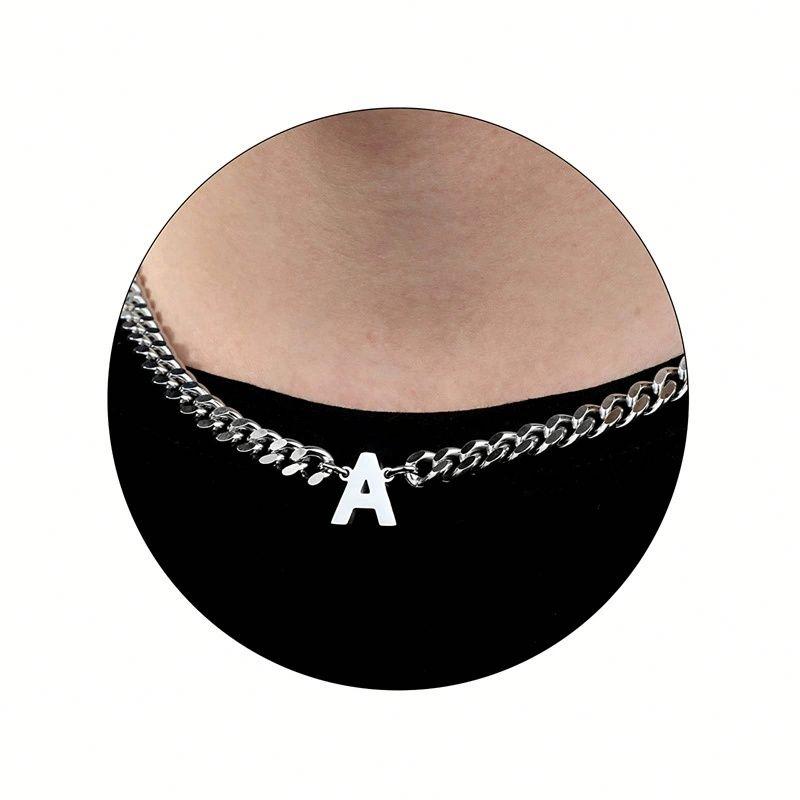 Hip Hop Stainless Steel Cuban Link 26 Letter Pendant Men's Necklace