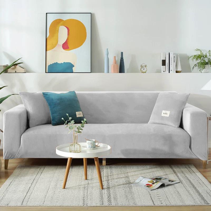 Nordic Solid Color Elastic Sofa Covers for Living Room Velvet Sectional Corner Sofa Slipcovers Couch Chair Cover 1/2/3/4 Seater