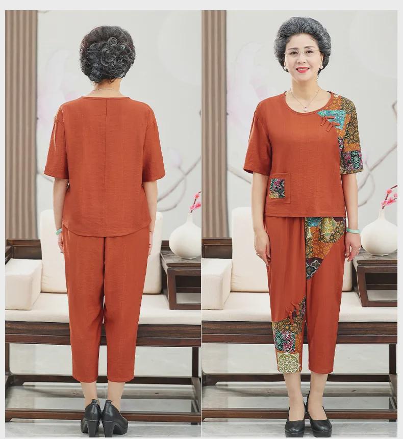 Letní retro oblek ve westernovém stylu: Dvoudílný volný střih pro módní babičky